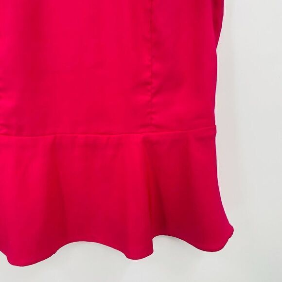 Express Size Small Pink Cap Sleeve Peplum Hem Zip Back Blouse Top - Picture 5 of 7